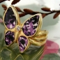 Preview: Ring 18x20mm Schmetterling lila farbig lackiert 3 Mikron vergoldet Ringgröße 60