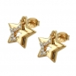Preview: Ohrstecker Ohrring 13mm doppelter Stern mit Zirkonia vergoldet 3 Mikron, ohne Dekoration