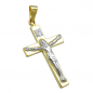 Mobile Preview: Anhänger 27x16mm Kreuz mit Jesus bicolor glänzend 9Kt GOLD, ohne Dekoration