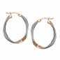 Mobile Preview: Creolen Ohrringe Ohrring 26x21mm oval bicolor rhodiniert diamantiert 9Kt Rotgold