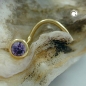 Nasenstecker 2,5mm Spirale mit Zirkonia lila-​violett 18Kt GOLD