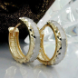 Mobile Preview: Creolen Ohrringe Ohrring 14x4mm Klappscharnier bicolor diamantiert 9Kt GOLD