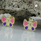 Mobile Preview: Stecker 7x8mm Schmetterling pink-lila 9Kt GOLD