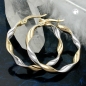 Mobile Preview: Creolen Ohrringe Ohrring 26x3mm oval bicolor diamantiert geschwungen 9Kt GOLD
