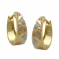 Preview: Creolen Ohrringe Ohrring 14x13x5mm Klappscharnier tricolor diamantiert 9Kt GOLD