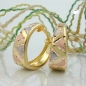 Preview: Creolen Ohrringe Ohrring 14x13x5mm Klappscharnier tricolor diamantiert 9Kt GOLD