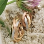 Preview: Creole Ohrring 20x17x7mm tricolor 3-farbig teilmattiert 9Kt GOLD