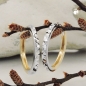 Preview: Creolen Ohrringe 17x2mm Klappscharnier bicolor diamantiert 9Kt GOLD