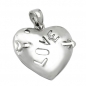 Preview: Anhänger 21x21mm Herz mit Pfeil und Inschrift - LOVE - glänzend rhodiniert Silber 925, ohne Dekoration