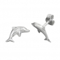 Preview: Ohrring Stecker 12x6mm springender Delfin Silber 925, ohne Dekoration