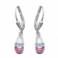 Preview: Ohrbrisur Ohrhänger Ohrringe 24x5mm Kinderschuh rosa-hellblau lackiert Silber 925, ohne Dekoration