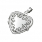 Preview: Anhänger 22x20x6mm Medaillon Herz mit Ornament glänzend geschwärzt Silber 925, ohne Dekoration