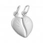 Preview: Anhänger 14x12mm Doppelanhänger teilbares Herz matt Silber 925, ohne Dekoration