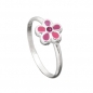 Preview: Ring Kinderring mit Blume pink Silber 925 Ringgröße 42, ohne Dekoration