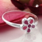 Preview: Ring Kinderring mit Blume pink Silber 925 Ringgröße 42