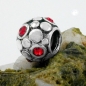 Preview: Anhänger 10x8mm Perle Bead mit Glassteinen rot rhodiniert Silber 925