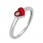 Preview: Ring Kinderring mit rotem Herz und weißen Zirkonia Silber 925 Ringgröße 48, ohne Dekoration