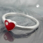 Preview: Ring Kinderring mit rotem Herz und weißen Zirkonia Silber 925 Ringgröße 48