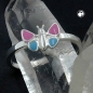 Preview: Ring Kinderring Schmetterling rosa hellblau Silber 925 Ringgröße 42