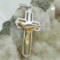 Anhänger 38x23mm Kreuz Jesus bicolor glänzend Silber 925