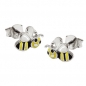 Preview: Ohrstecker Ohrring 6x9mm Bienen gelb-schwarz-weiß emailliert Silber 925, ohne Dekoration