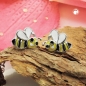 Preview: Ohrstecker Ohrring 6x9mm Bienen gelb-schwarz-weiß emailliert Silber 925