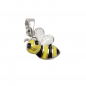 Preview: Anhänger 9x11mm Biene gelb-schwarz-weiß emailliert Silber 925, ohne Dekoration