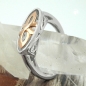 Preview: Ring 7mm bicolor rotvergoldet glänzend rhodiniert Silber 925 Ringgröße 54