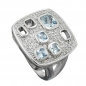 Preview: Ring 18mm Viereck Zirkonias aqua weiß glänzend rhodiniert Silber 925 Ringgröße 54, ohne Dekoration