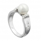 Preview: Ring mit 7mm Zuchtperle und vielen Zirkonias rhodiniert Silber 925 Ringgröße 60, ohne Dekoration