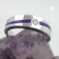 Preview: Ring 6mm lila Lackeinlage Zirkonia weiß glänzend rhodiniert Silber 925 Ringgröße 62