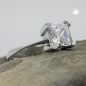 Preview: Ring 8mm einzelner Zirkonia glänzend rhodiniert Silber 925 Ringgröße 56