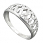 Preview: Ring 9mm Muster ausgestanzt glänzend diamantiert rhodiniert Silber 925 Ringgröße 59, ohne Dekoration