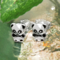 Preview: Ohrstecker Ohrringe 6x5mm kleiner Pandabär glänzend schwarz lackiert Silber 925