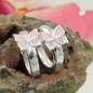 Preview: Creole Ohrringe 11x2mm Klappscharnier Schmetterling rosa lackiert Zirkonias Silber 925
