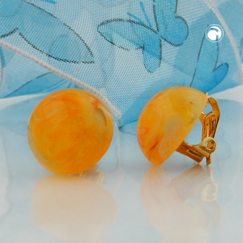 Clip Ohrclips 17mm gelb-orange-weiß marmoriert Kunststoff-Bouton