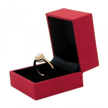 Schmuckschachtel Ring Leder-Imitat rot, ohne Dekoration