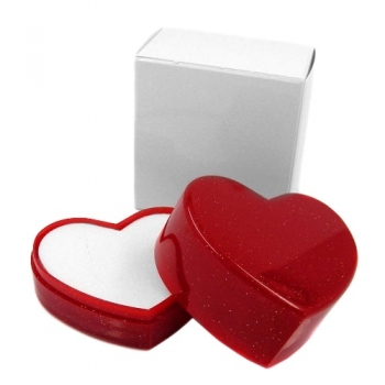 Schmuckschachtel Herz, Ring-Trauring-Ohrring, rot-glitzer, ohne Dekoration