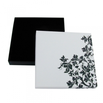 Schmuckschachtel schwarz-weiß, 16x16, für Schmucksets, ohne Dekoration