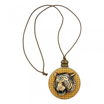 Halskette, Platte mit Tigerkopf altmessing, 75cm, ohne Dekoration