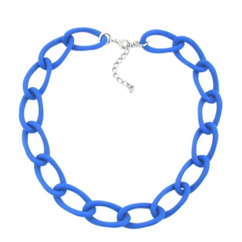 Halskette Weitpanzer Kettenglieder Kunststoff jeansblau-matt 45cm, ohne Dekoration