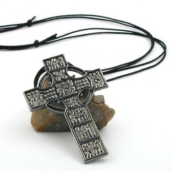 Halskette 88x58mm Zinn-Anhänger keltisches Kreuz 110cm