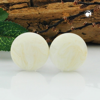 Clip Ohrring 22mm Riss beige-elfenbein-marmoriert matt Kunststoff-Bouton