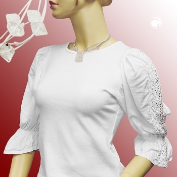 Halskette im Landhaus-Stil Kunststoff Anhängerbild Rose weiß-AB Kordel weiß 42cm