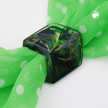 Tuchring 45x36x18mm Sechseck grün-​marmoriert glänzend Kunststoff