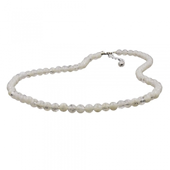 Halskette 6mm Perle Kunststoff kristall-creme 40cm, ohne Dekoration
