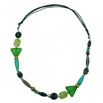 Halskette, mint-patina-dunkelgrün-bicolor, ohne Dekoration