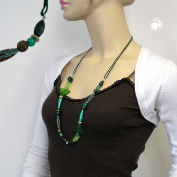Halskette, mint-patina-dunkelgrün-bicolor