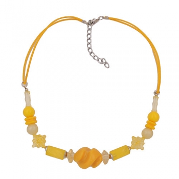 Halskette Kunststoffperlen Schraubenperle gelb Kordel gelb 42cm, ohne Dekoration