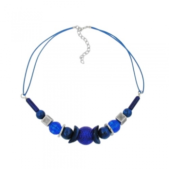 Halskette, Wabenperle blau-transparent, ohne Dekoration